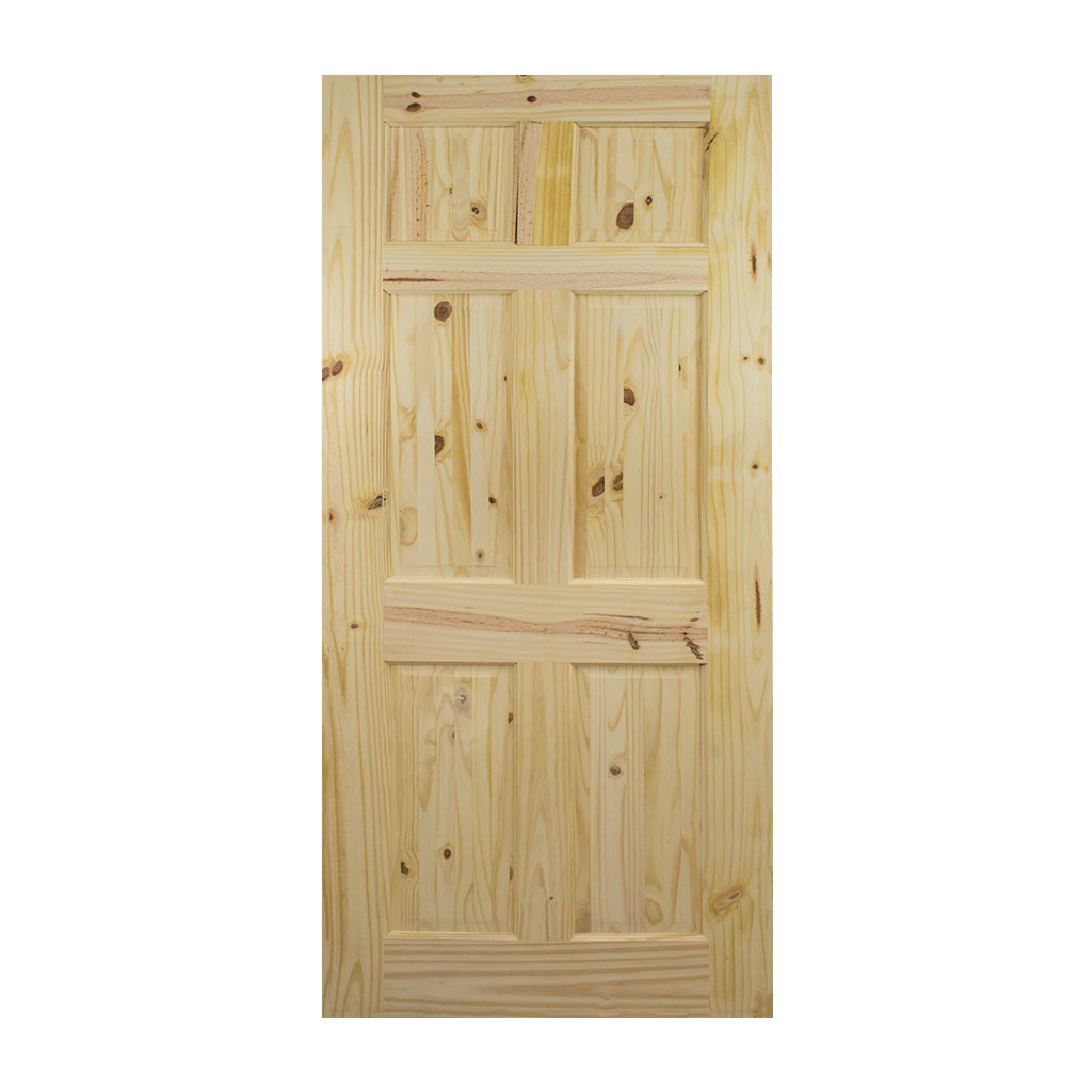 Puerta de Madera Sólida de Pino Chileno con Nudos Estilo Colonial (6 Tableros) – Alta Calidad y Diseño Clásico