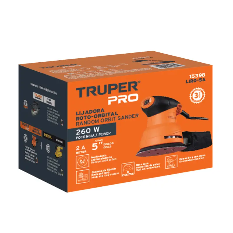 Lijadora Roto Orbital Truper 260 W – 5″ Profesional 2