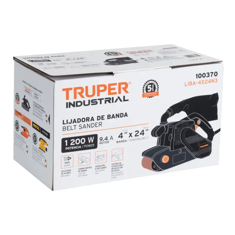 Lijadora de Banda Truper 1 200 W – 4 x 24 Industrial 2